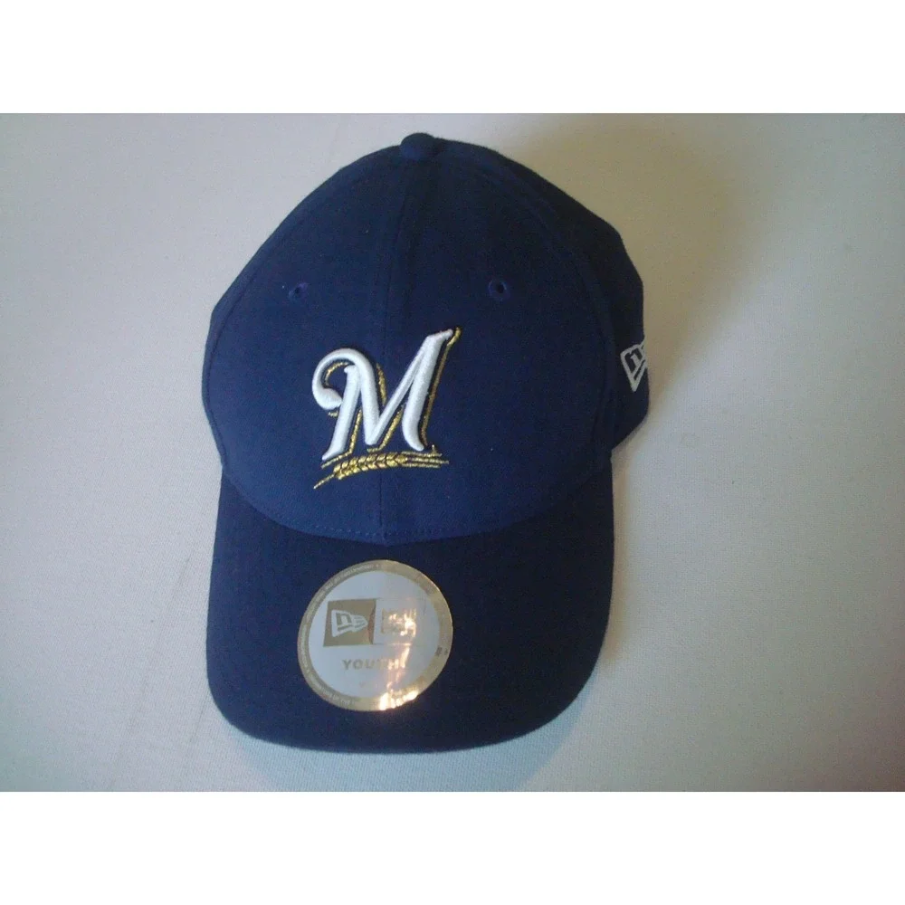 YOUTH MILWAUKEE BREWERS    NEW ERA 00S Y2K  STRAPBACK  HAT CAP VINTAGE P2